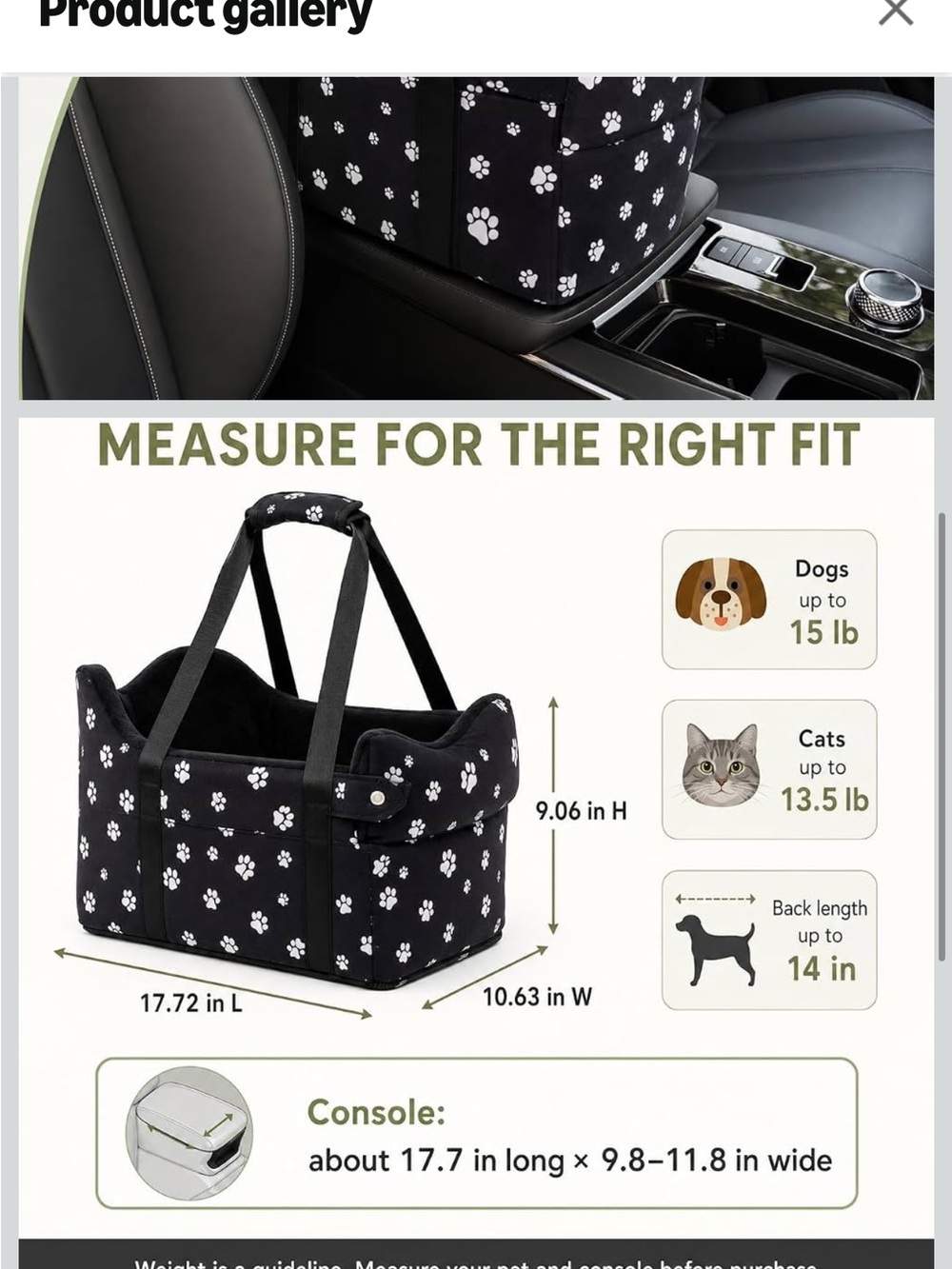 Center Console Dog Car Seat Travel for Small Dogs Under 15 lbs NEW - Picture 5 of 7